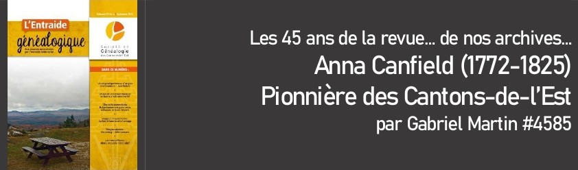 Anna  Canfield  (1772-1825)  pionnière des Cantons-de-l’Est